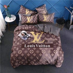 Louis Vuitton Logo Brand Bedding Set Bedroom Bedspread Luxury Home Decor