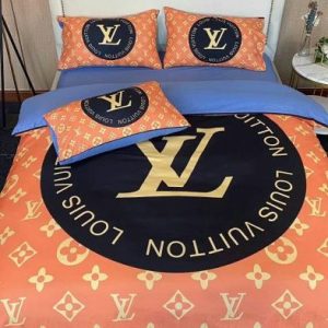 Louis Vuitton Logo Brand Bedding Set Luxury Bedroom Home Decor Bedspread