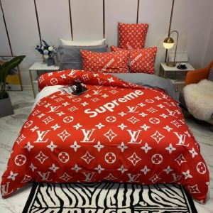 Louis Vuitton Sp Louis Vuitton Logo Brand Bedding Set Bedspread Bedroom Home Decor Luxury