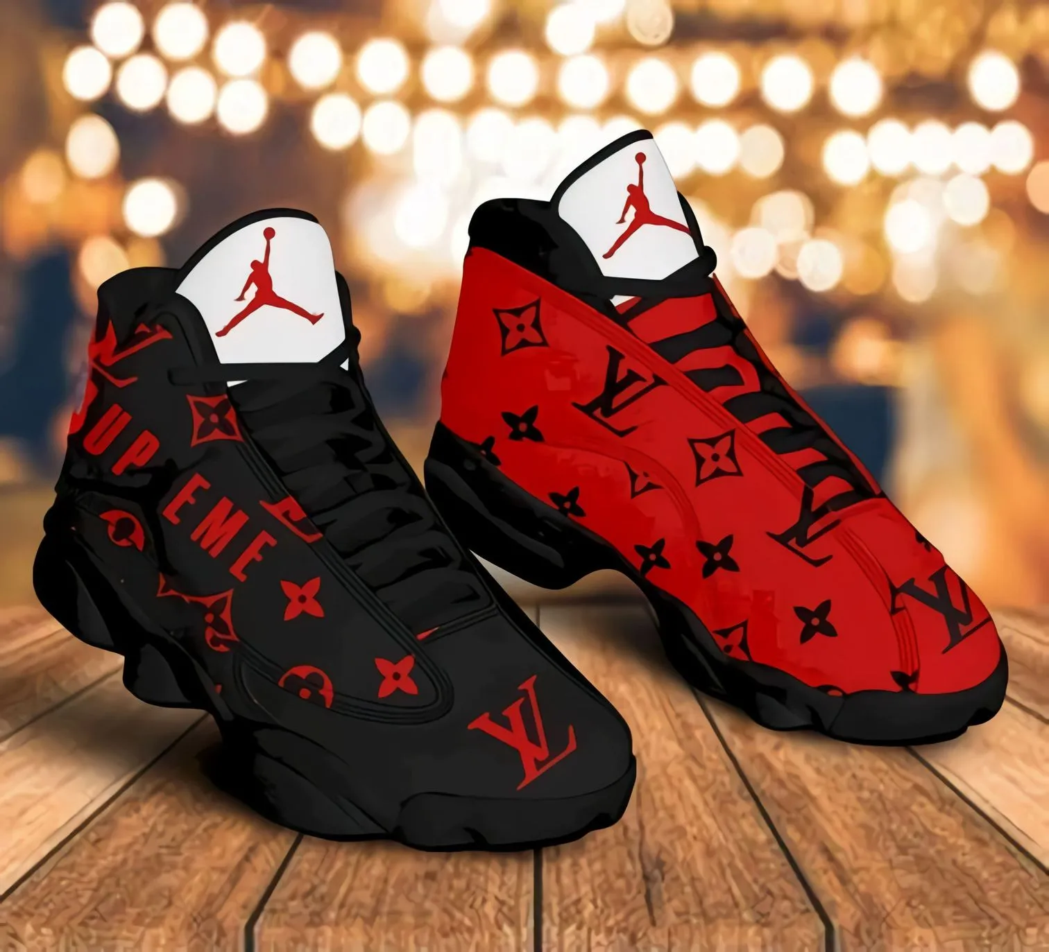 LV Louis Vuitton Black Red Air Jordan 13 Luxury Trending Fashion Shoes Sneakers