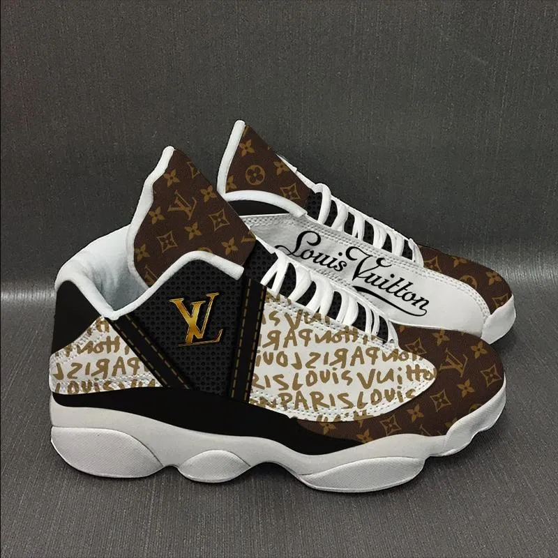 Louis Vuitton LV White Brown Retro Air Jordan 13 Shoes Fashion Trending Luxury Sneakers