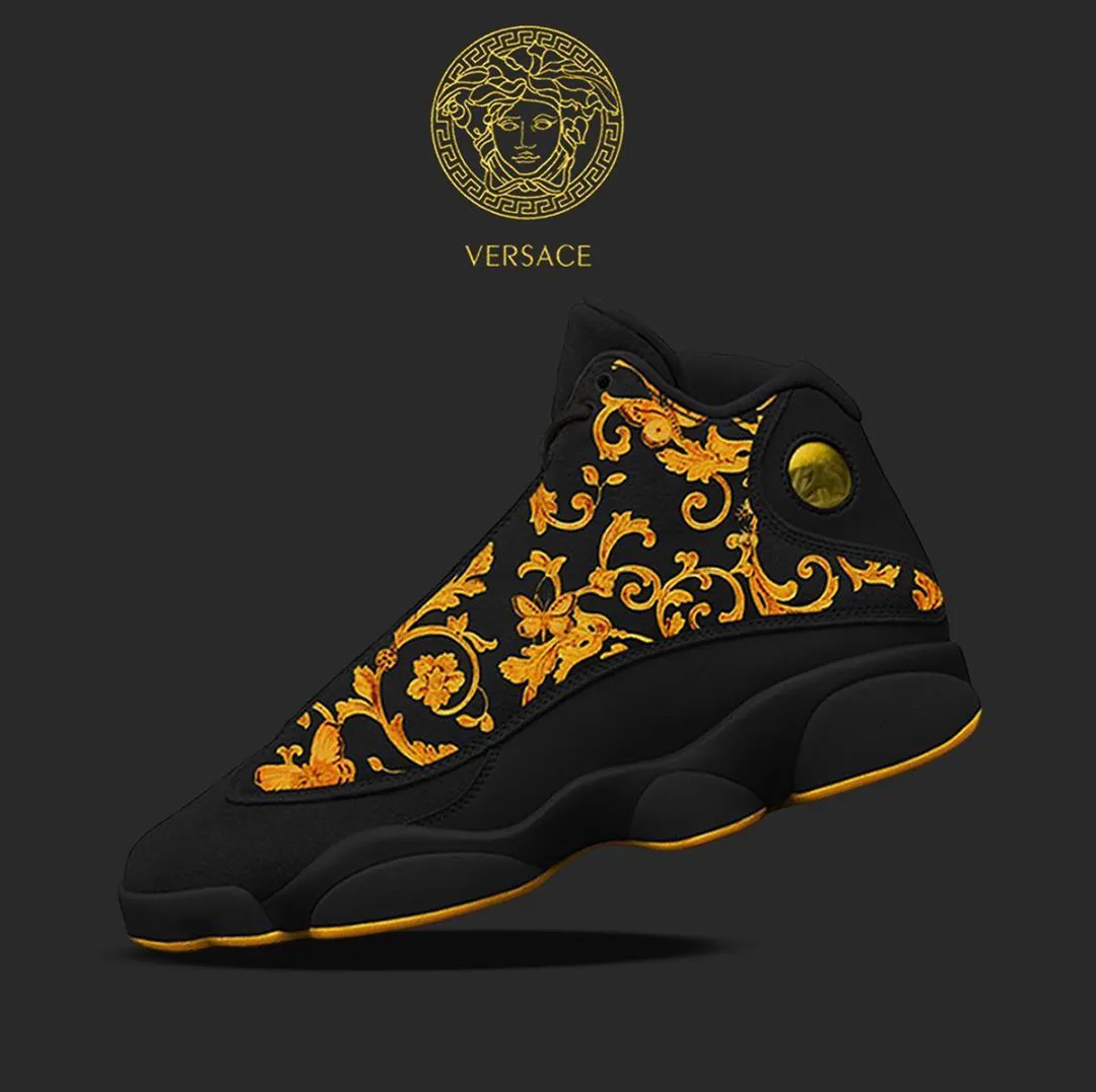 Gianni Versace Black  Air Jordan 13 Luxury Shoes Fashion Sneakers Trending