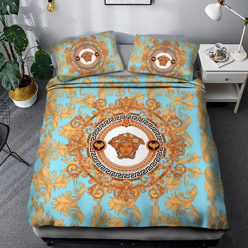 Versace R Logo Brand Bedding Set Home Decor Luxury Bedroom Bedspread