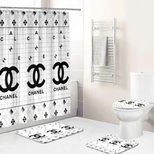 Chanel White And Black Bathroom Set Home Decor Bath Mat Hypebeast Luxury Fashion Brand