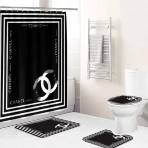 Chanel Black And Whitestripe Bathroom Set Bath Mat Hypebeast Luxury Fashion Brand Home Decor