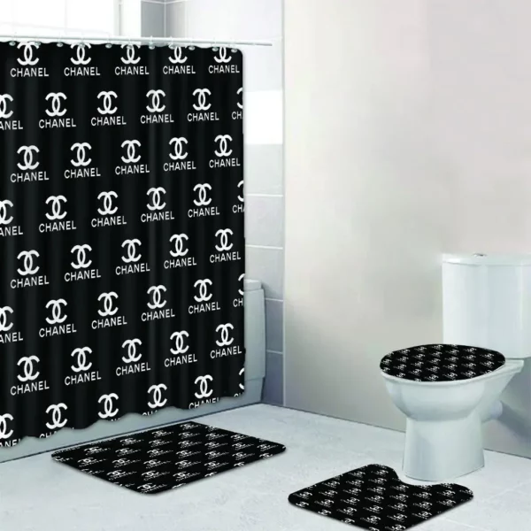 Chanel Black And White Multi Bathroom Set Bath Mat Home Decor Luxury Fashion Brand Hypebeast