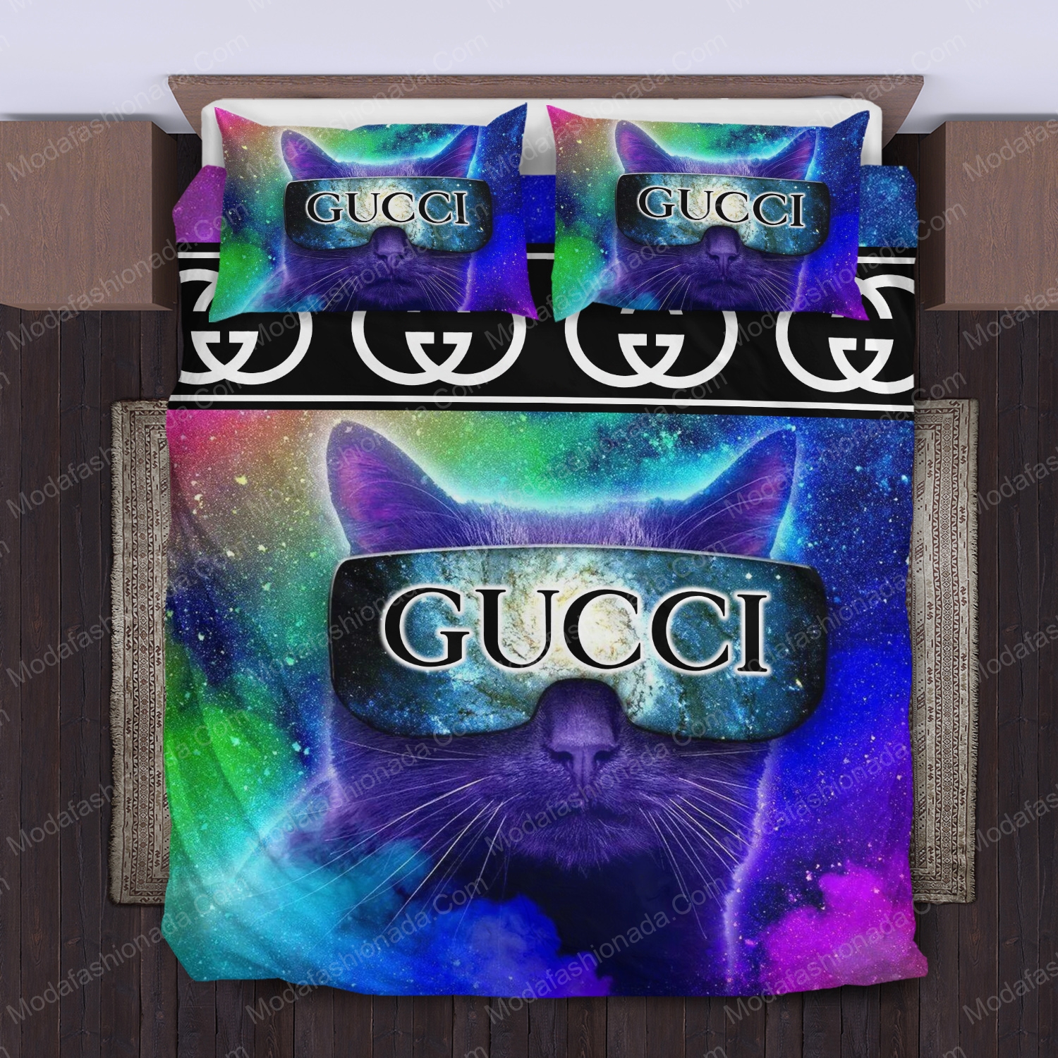 Cats Glasses Gucci Logo Brand Bedding Set Bedroom Luxury Bedspread Home Decor