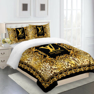 Tigger Full Louis Vuitton Logo Brand Bedding Set Home Decor Bedspread Bedroom Luxury