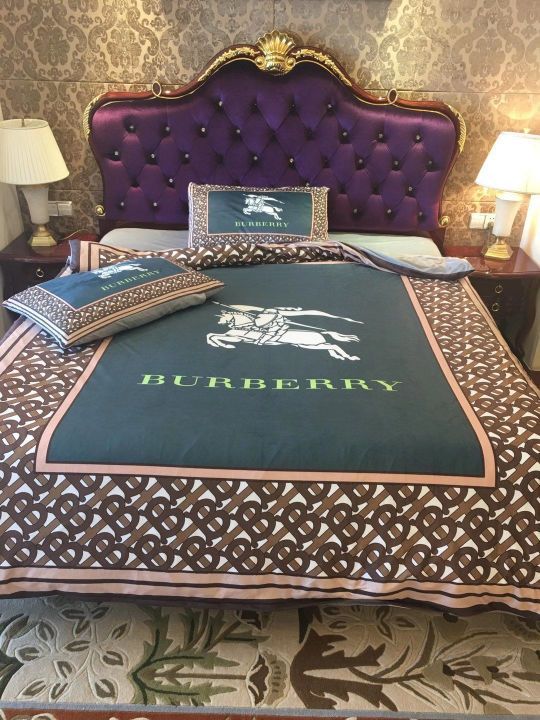 Burberry Logo Brand Bedding Set Bedspread Home Decor Luxury Bedroom