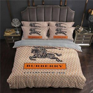 Burberry Established Logo Brand Bedding Set Luxury Home Decor Bedspread Bedroom