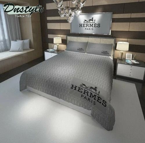 Hermes Paris Logo Brand Bedding Set Home Decor Bedroom Bedspread Luxury