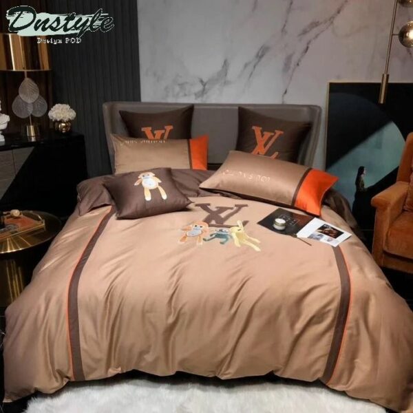 Louis Vuitton Logo Brand Bedding Set Bedroom Bedspread Home Decor Luxury