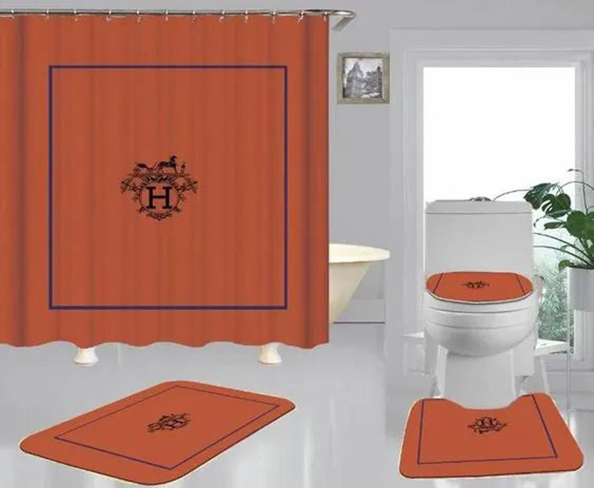 Hermes Paris Orange Bathroom Set Hypebeast Luxury Fashion Brand Home Decor Bath Mat