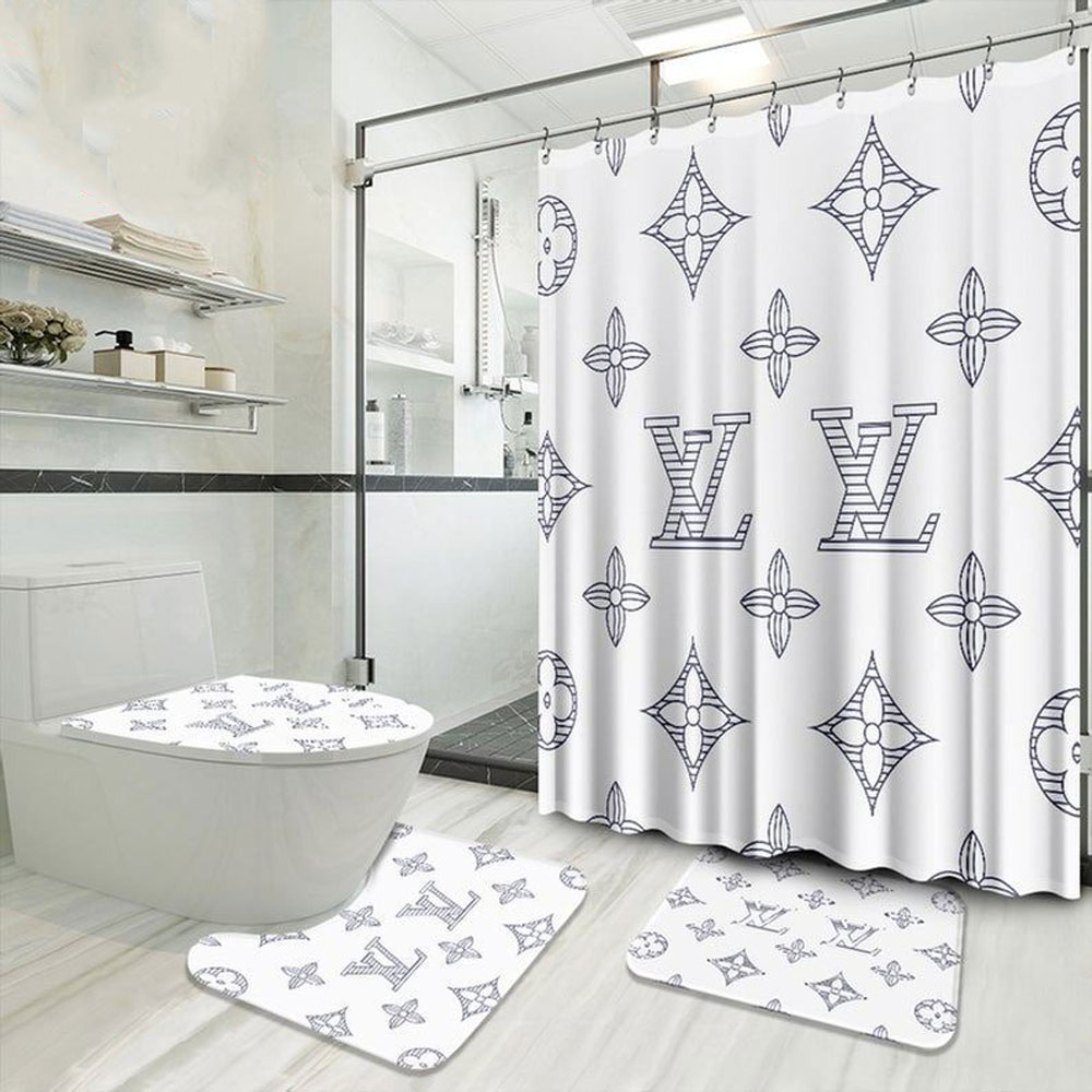 Louis Vuitton Lv White Bathroom Set Bath Mat Luxury Fashion Brand Home Decor Hypebeast