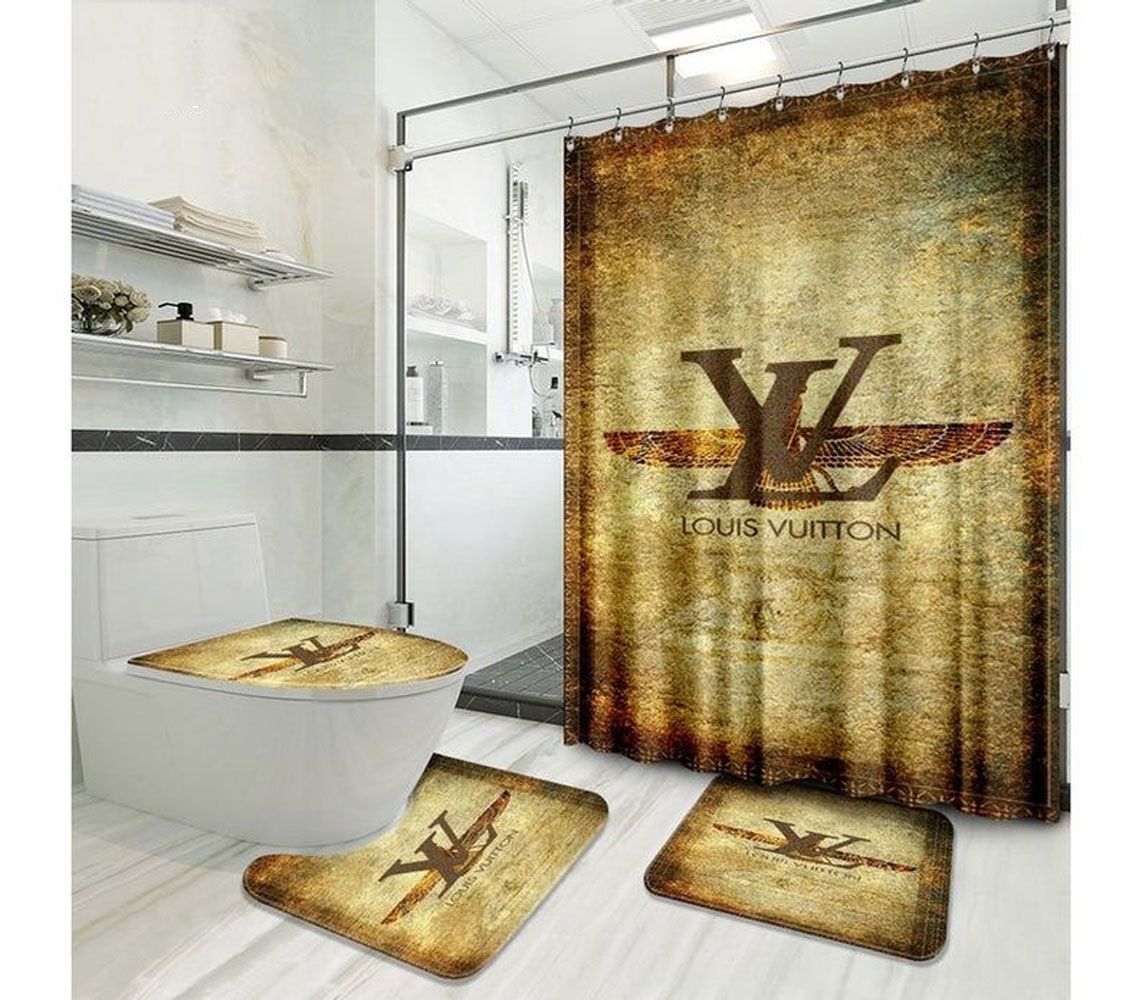 Louis Vuitton Lv Retro Vintage Bathroom Set Home Decor Luxury Fashion Brand Hypebeast Bath Mat