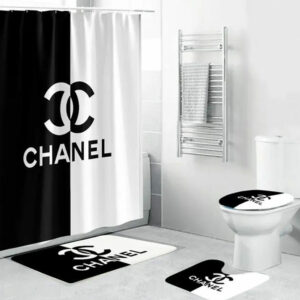 Chanel Black White Bathroom Set Home Decor Bath Mat Luxury Fashion Brand Hypebeast