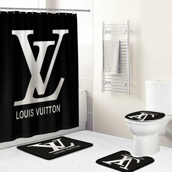 Louis Vuitton Lv Black Bathroom Set Hypebeast Luxury Fashion Brand Bath Mat Home Decor