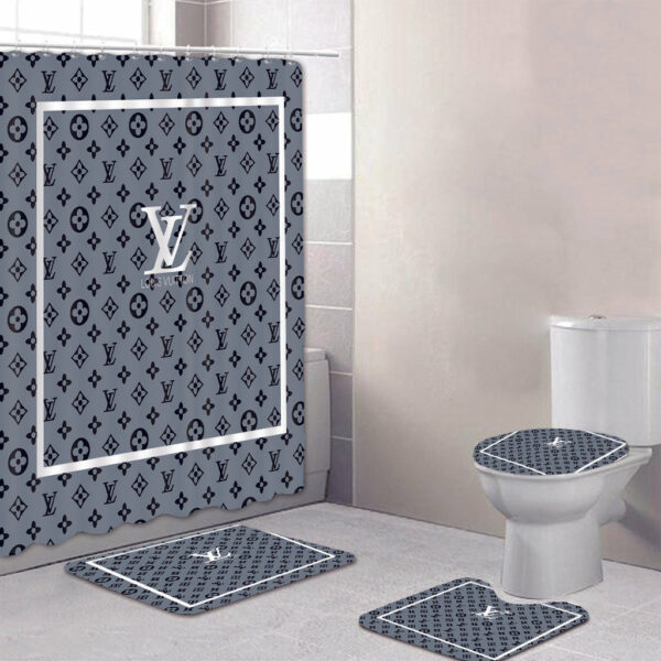 Louis Vuitton Lv Grey Bathroom Set Hypebeast Bath Mat Home Decor Luxury Fashion Brand