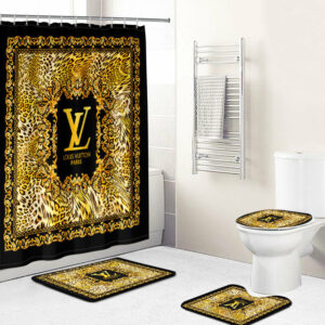 Louis Vuitton Lv Gold Bathroom Set Hypebeast Home Decor Bath Mat Luxury Fashion Brand