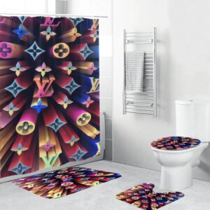 Louis Vuitton Lv Colorful Bathroom Set Bath Mat Home Decor Hypebeast Luxury Fashion Brand