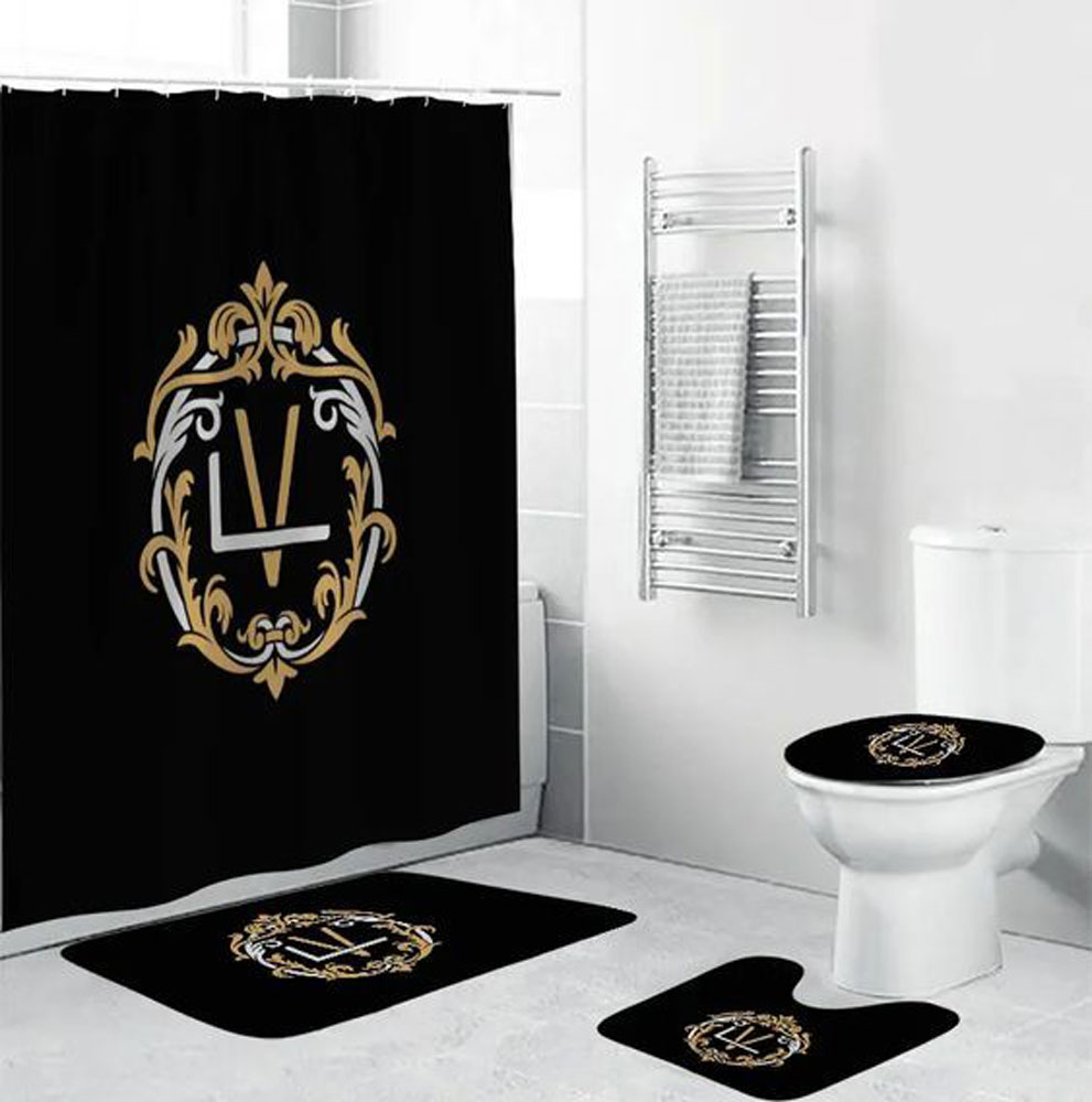 Louis Vuitton Lv Black Bathroom Set Home Decor Hypebeast Luxury Fashion Brand Bath Mat