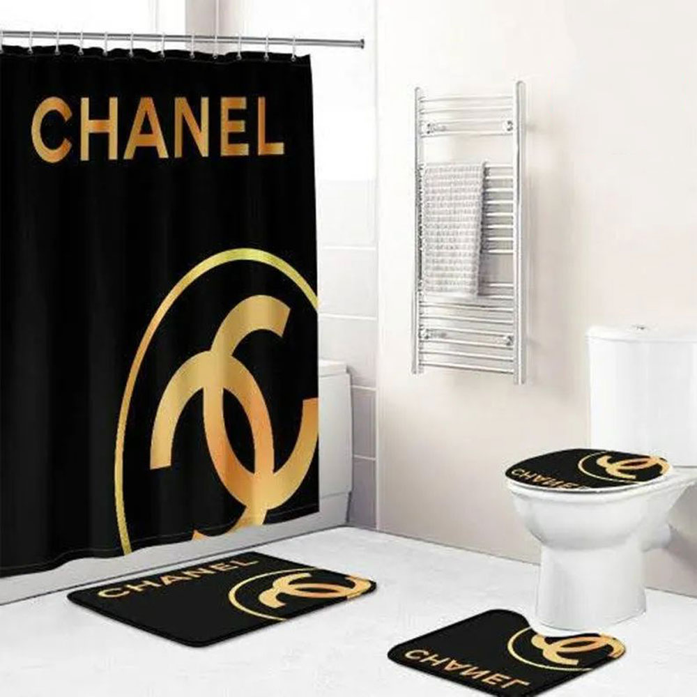 Chanel Black Bathroom Set Luxury Fashion Brand Home Decor Bath Mat Hypebeast