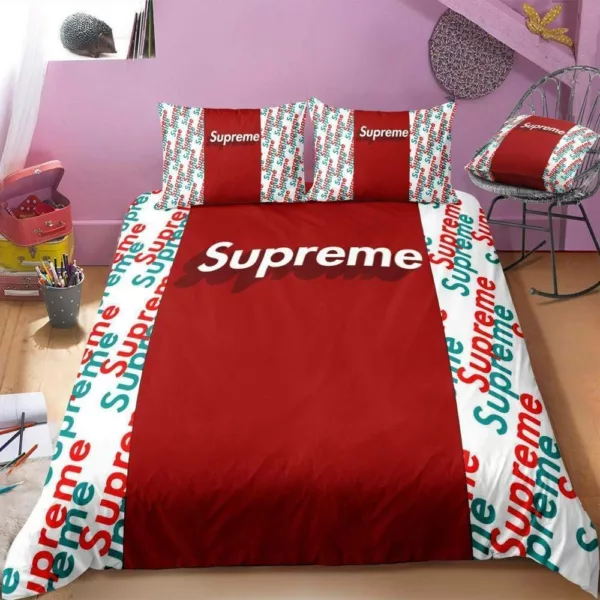 Supreme Red Logo Brand Bedding Set Luxury Bedroom Home Decor Bedspread