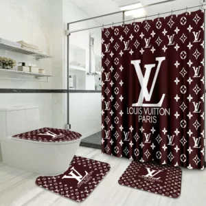 Louis Vuitton Dark Red Bathroom Set Home Decor Hypebeast Luxury Fashion Brand Bath Mat