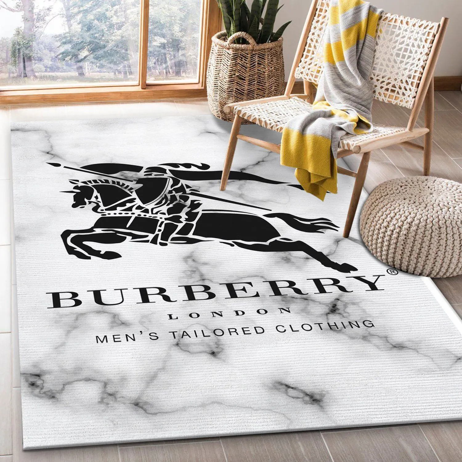 Burberry Rectangle Rug Area Carpet Fashion Brand Home Decor Door Mat Luxury