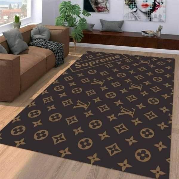 Louis vuitton supreme Rectangle Rug Luxury Fashion Brand Area Carpet Door Mat Home Decor