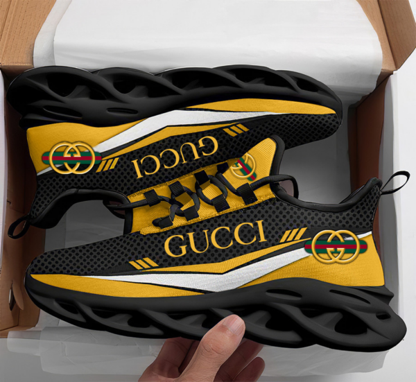 Gucci black yellow max soul shoes sneakers luxury fashion