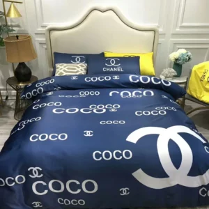 Chanel Coco Logo Brand Bedding Set Bedspread Bedroom Luxury Home Decor