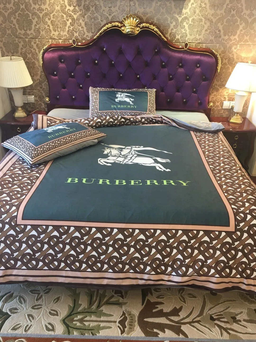 Burberry London Logo Brand Bedding Set Home Decor Bedroom Bedspread Luxury