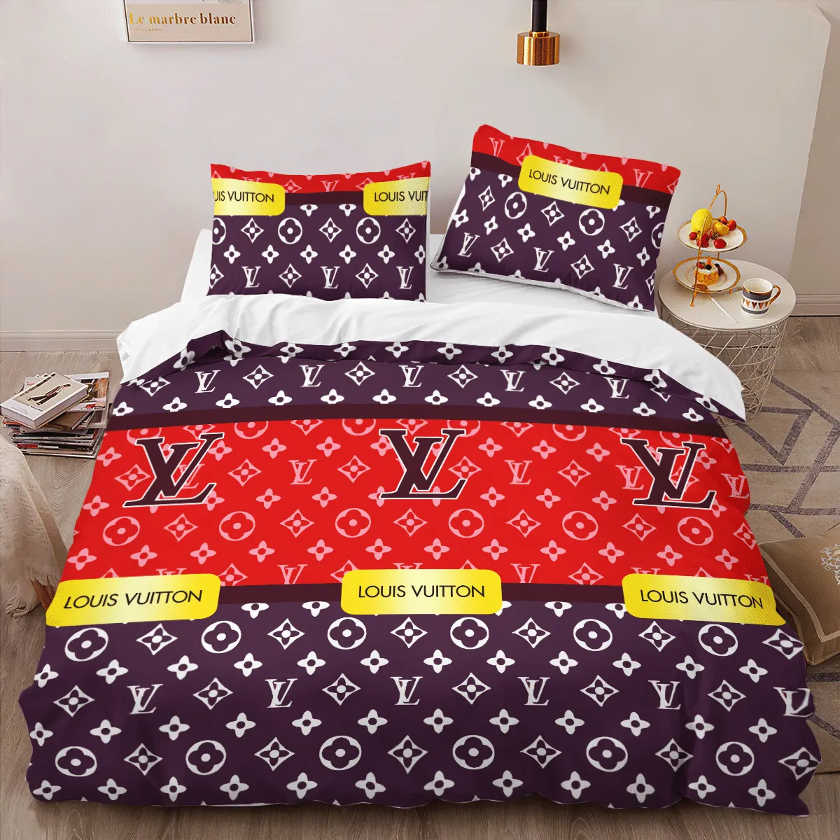 Louis Vuitton Paris Logo Brand Bedding Set Bedroom Luxury Bedspread Home Decor