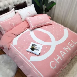 Chanel Pinky Logo Brand Bedding Set Bedspread Luxury Bedroom Home Decor