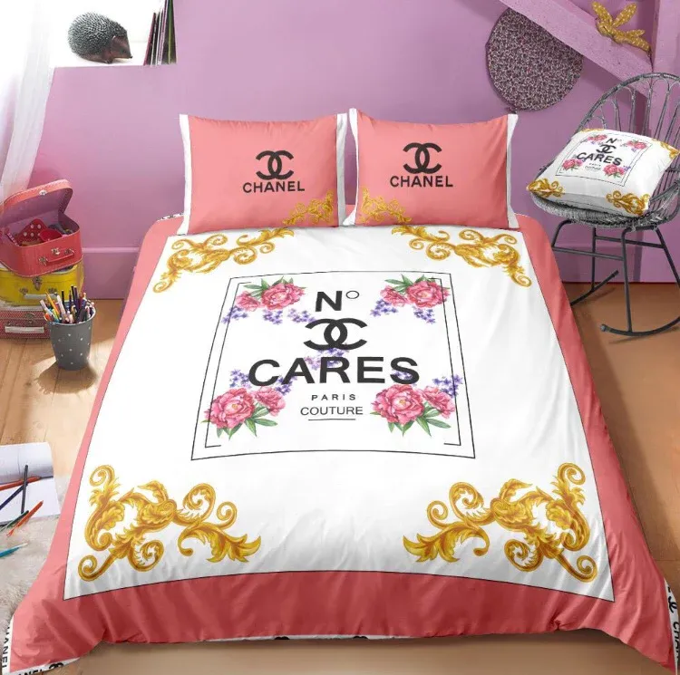 Chanel Flowers Logo Brand Bedding Set Home Decor Luxury Bedspread Bedroom