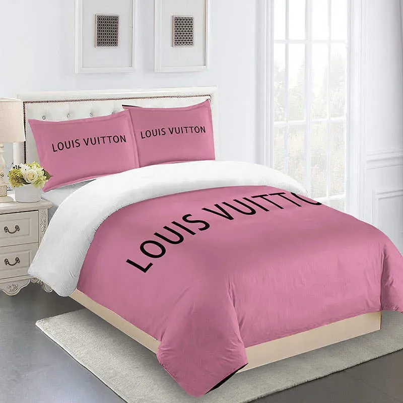 Louis Vuitton Logo Brand Bedding Set Home Decor Bedroom Bedspread Luxury