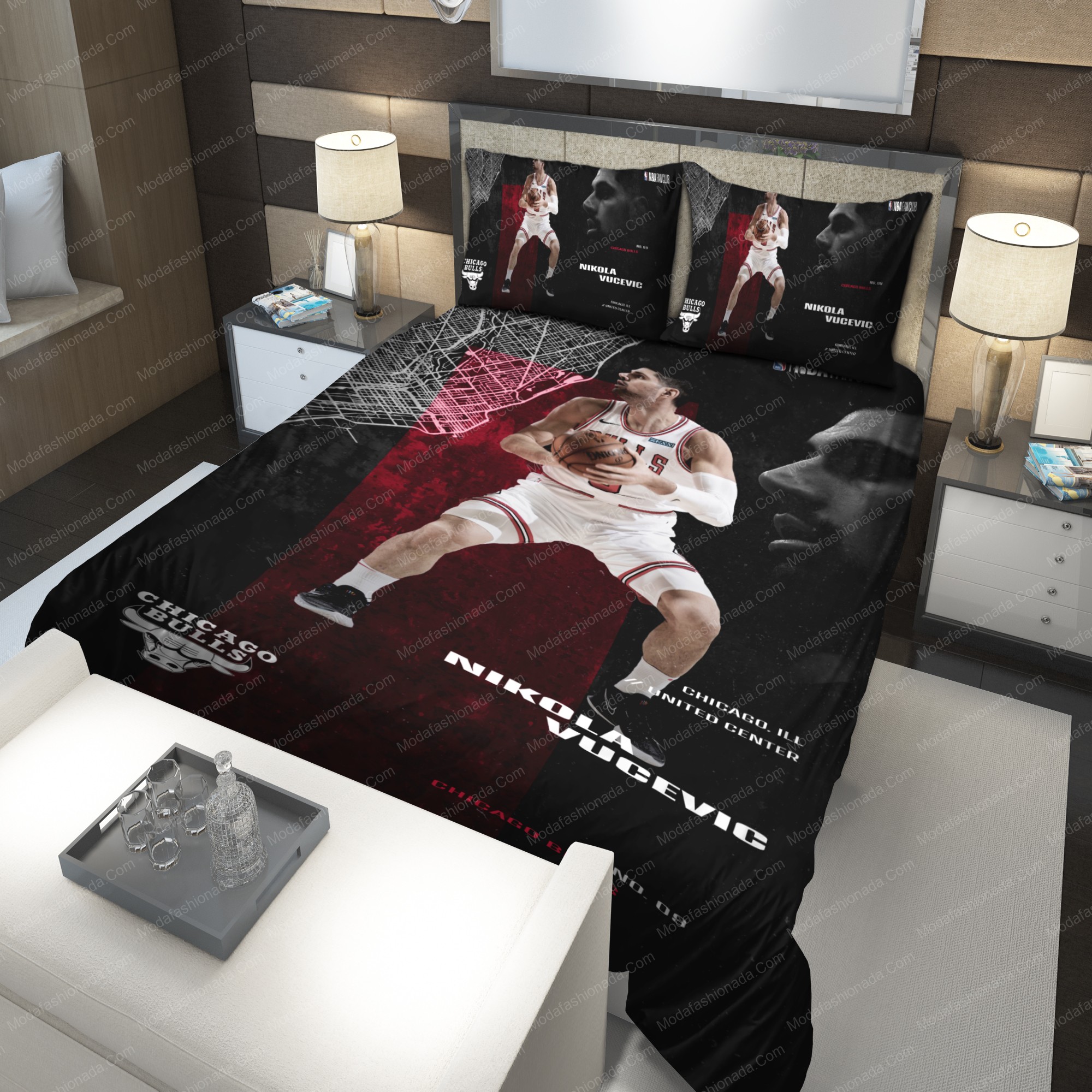 Nikola Vucevic Chicago Bulls Nba 206 Logo Type 1033 Bedding Sets Sporty Bedroom Home Decor