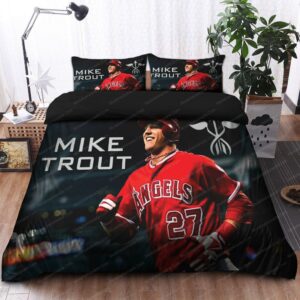 Mike Trout Los Angeles Angels Mlb 13 Logo Type 1446 Bedding Sets Sporty Bedroom Home Decor