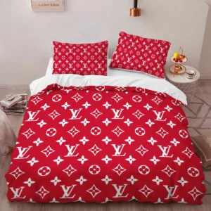 Louis Vuitton Suprme Logo Brand Bedding Set Home Decor Luxury Bedroom Bedspread