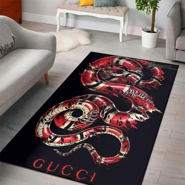 Gucci Snake Black Mat Luxury Fashion Brand Rug Home Decor Door Mat Area Carpet