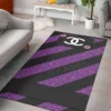 Chanel Black Violet Gradient Luxury Fashion Brand Rug Door Mat Home Decor Area Carpet