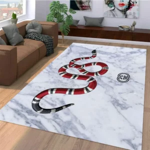 Gucci Snake White Luxury Fashion Brand Rug Home Decor Area Carpet Door Mat