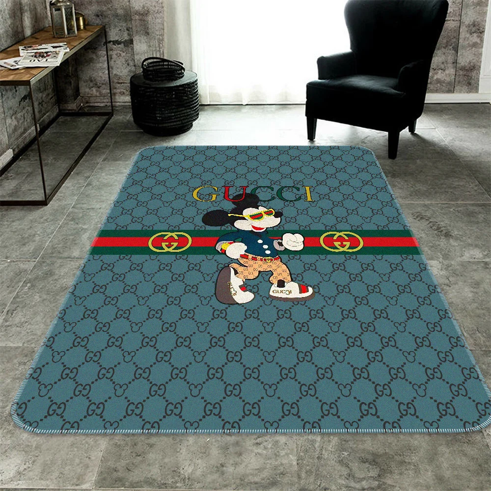 Gucci Mickey Mouse Luxury Fashion Brand Rug Area Carpet Home Decor Door Mat