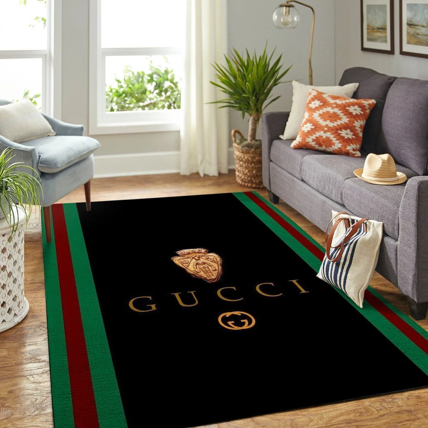 Gucci Black Luxury Fashion Brand Rug Door Mat Home Decor Area Carpet