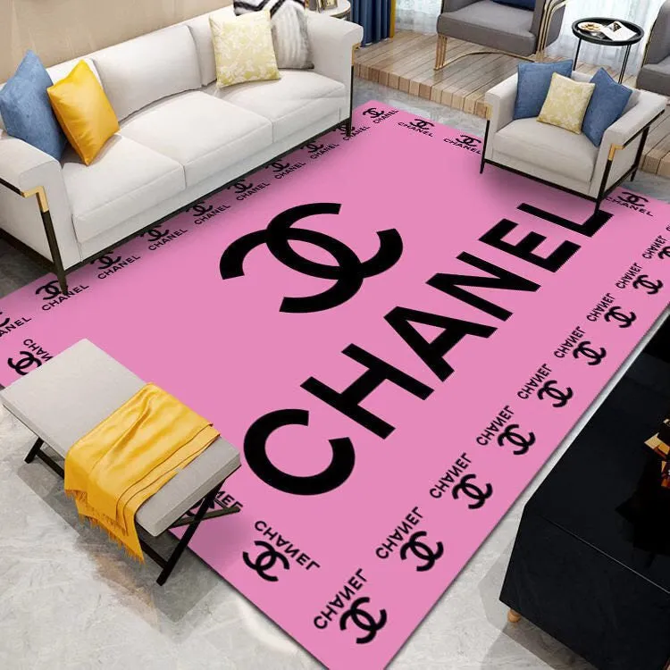 Chanel Pink Luxury Fashion Brand Rug Door Mat Home Decor Area Carpet