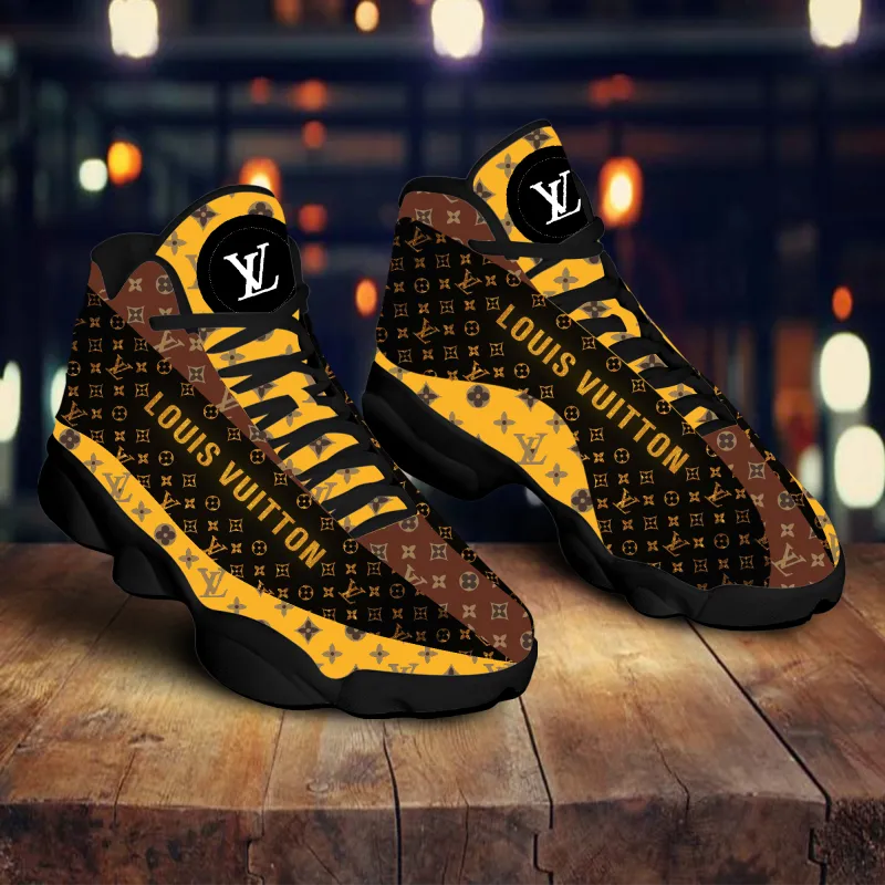 Brown Yellow Louis Vuitton LV Air Jordan 13 Fashion Shoes Luxury Trending Sneakers