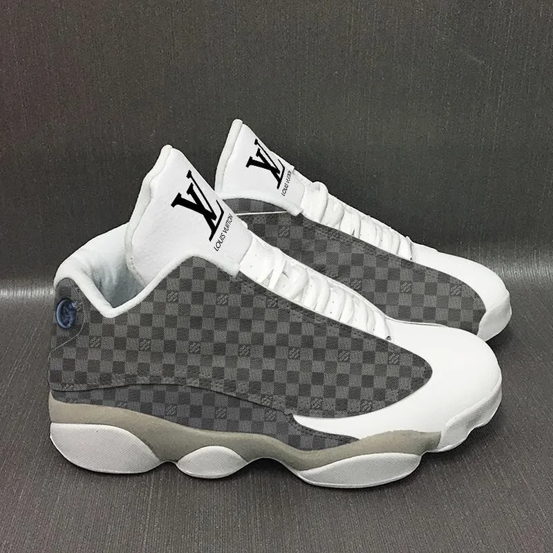 Louis Vuitton LV Grey White Air Jordan 13 Sneakers Fashion Shoes Luxury Trending