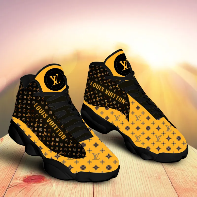 Louis Vuitton Yellow Brown LV Air Jordan 13 Sneakers Shoes Luxury Fashion Trending