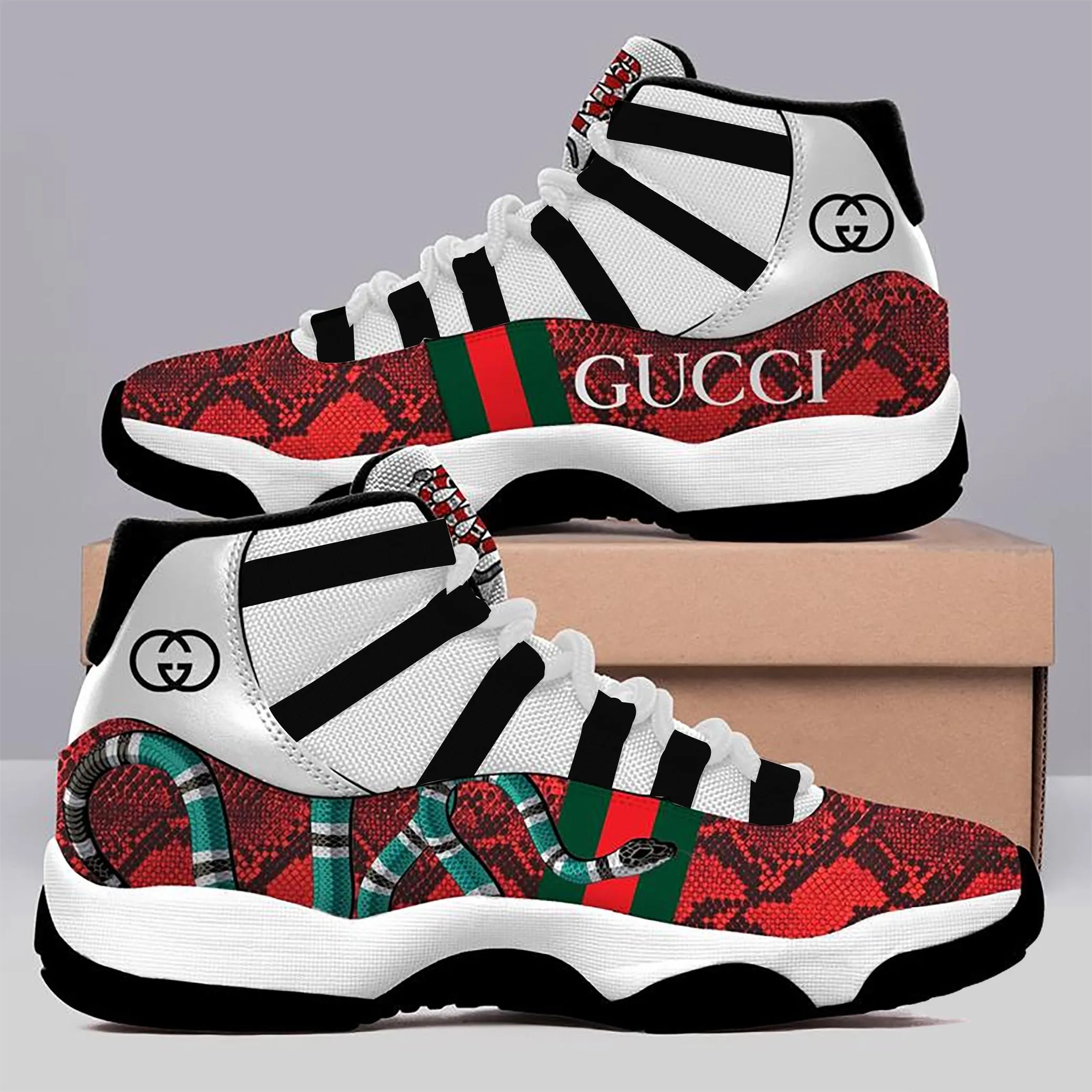 Gucci Red nake Air Jordan 11 Sport Sneakers Fashion Shoes Luxury